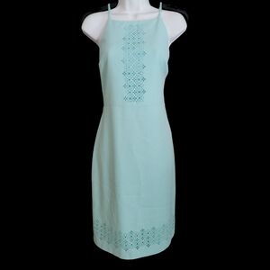 Banana Republic Mint Laser Cut Halter Sleeveless Sheath Dress Size 6